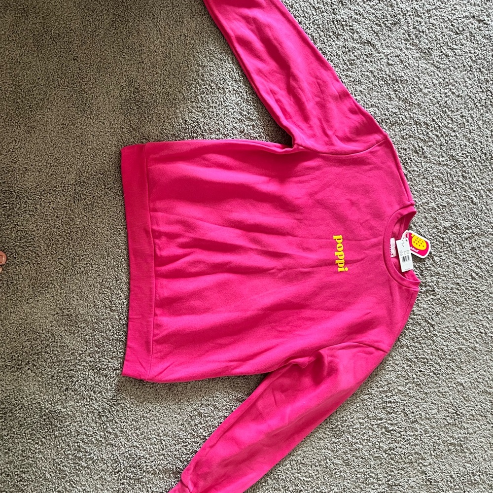 Pink Sweatshirt with Yellow Logo